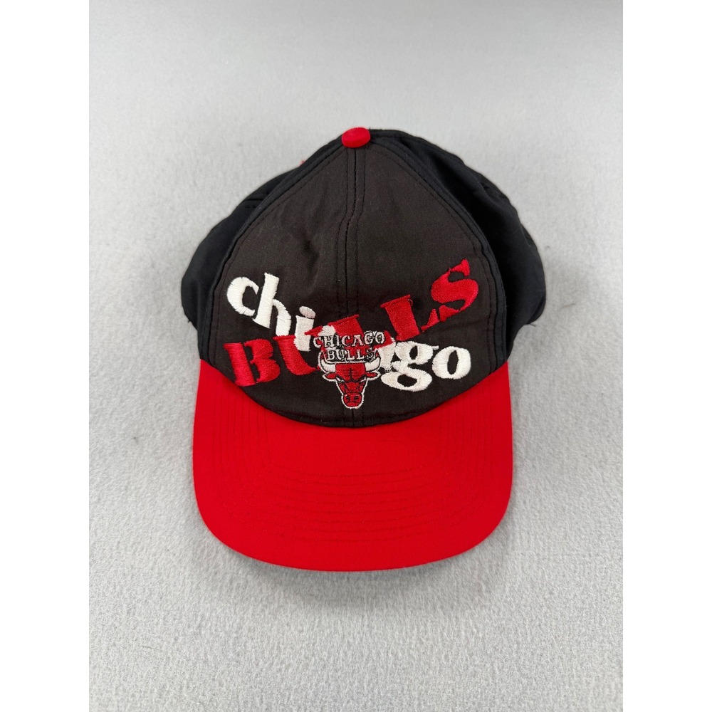 Vintage Chicago Bulls Snapback Hat Competition View NBA Black Red Cap Mens OSFM